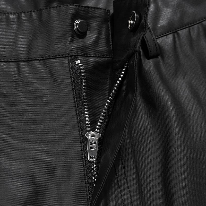 Men's Solid Black Synthetic Leather Wide-Leg Pants - High-Sheen Relaxed Trousers