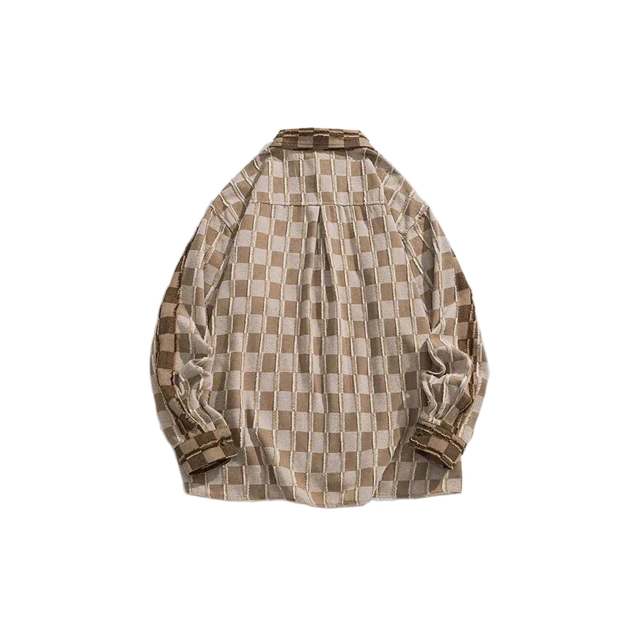 Men’s Khaki and Cream Long Sleeve Shirt